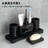 Juego de Lavabo para Baño Taza para Enjuague Bucal Familiar Taza para Cepillo de Dientes Patrón de Mármol para Pareja Suministros de Baño Simples de Lujo Ligero