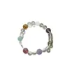 Pulseira de Cristal Duobao Colorida Natural 10mm para Mulheres Água-Marinha Roxa Rosa Asa Citrino Cristal de Morango