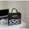 Bolsa de Mano Translúcida con Forma de Corazón, Lona Portátil, Estampado de Corazón Color Durazno, Neceser con Cremallera, Neceser Cuadrado de Gran Capacidad