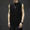 Chaleco sin mangas de talla grande para hombre de algodón de verano suelto marca de moda prenda exterior talla grande blanco base