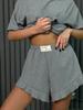 2025 Moda Europeia e Americana Transfronteiriça AliExpress Feminina Primavera e Verão Manga Curta Gola Redonda Camiseta Top Shorts Conjunto de Duas Peças para Mulheres