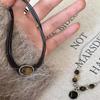 Collar vintage de cuero con ojo de tigre para mujer, estilo chino, con gargantilla superpuesta, collar de nicho, elegante cadena de clavícula que combina con todo.