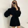 Invierno Coreano Nuevo Suéter de Punto Holgado de Cachemira Engrosada + Conjunto de Vestido de Punto sin Mangas