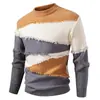 Outono e Inverno Exportação Transfronteiriça Nova Malha Masculina de Gola Alta Meia Moda Combinação de Cores Quente Espessa Malha de Base