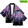 Venta Caliente de Verano Pulpo Calamar Estampado Manga Corta Túnica Taoísta Camisa Japonesa Kimono Delgado Cárdigan Tendencia