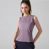 Blusa Suelta sin Mangas de Primavera y Verano Transfronteriza, Ropa de Yoga Transpirable de Secado Rápido Simple y de Moda, Chaleco con Cordón Lateral, Top Corto para Mujer