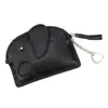 Bolsa para Monedas de Piel de Vaca de Primera Capa para Mujer, Bolso Mini Corto, Llavero de Elefante Japonés Lindo, Ultra Delgado, Bolsa para Monedas, Piel Genuina