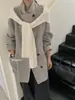 Accesorio versátil de otoño e invierno: chal de mezcla de lana con capa de nudo en forma de T, bufanda calentadora de cuello cálida y elegante