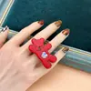 Anillo Decorativo de Diamante Amoroso Oso que Saluda Galleta Venta Caliente Transfronteriza Anillo de Diseño Moderno y Versátil Joyería