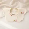 Babador de pétalas em tecido crepe de 6 camadas para bebês, toalha de baba de algodão puro Classe A, babador giratório de gaze para bebês e crianças recém-nascidas