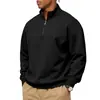 Sudadera Casual de Terciopelo de Color Sólido con Mangas Largas y Media Cremallera con Cuello Alto para Hombre, Otoño e Invierno, Transfronteriza de Amazon, Estilo Europeo y Americano