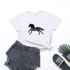 2023 comércio exterior tamanho europeu e americano cavalo casual estampa de grama gola redonda camiseta feminina manga curta