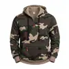 Moletom com Capuz Meia-Zip de Lã Camuflado Amazon 2026 Tricô Meia-Zip com Múltiplos Bolsos Top Masculino