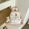 Nova Mochila Estilo Japonês Desenho Rilakkuma para Meninas, Fofa com Renda e Laço, Mini Mochila Leve para o Dia a Dia