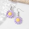 Aretes de Moda Europea y Americana Flor Morado Claro Rojo Rosa Girasol Nicho Versátil Estilo Pastoral Aretes de Flor Acrílica para Mujeres