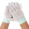 Luvas de Nylon com Dedos Colados, Dedos Revestidos de PU, Revestimento Branco, Antiestática, Proteção Leve