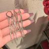 Brincos Longos Elegantes Coreanos com Corrente de Strass e Franja Popular na Internet High-end Slim Ear Drop Ear Line Super Fada Acessórios de Orelha para Mulheres