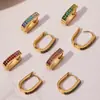 Aretes de Clip Coloridos de Diamantes en Forma de U de Circonita 5A Súper Brillantes y de Ensueño Estilo Europeo y Americano de Moda Lujo Ligero Versátiles de Acero Inoxidable