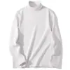 Camisa Básica de Veludo com Gola Alta de Lã e Seda de Amora para Homens no Outono e Inverno, Camiseta Térmica de Veludo Dupla Face com Manga Longa para Homens