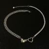 Collar de amor con piedra lunar y diseño de nicho para mujer, ligero, lujoso, estilo hip hop, Spice Girl, lleno de accesorios de diamantes, cadena de clavícula que combina con todo.