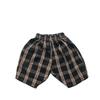 Pantalones Cortos de Lino y Algodón Estilo Bosque Retro Nostálgico para Niños y Niñas, Pantalones Finos Holgados de Pierna Ancha a Cuadros Estilo Coreano, de Longitud hasta la Rodilla, Modernos