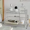 Prateleira de Armazenamento em Aço Inoxidável, Organizador Multifuncional de Mesa para Cosméticos e Pequenos Objetos, Cesta de Armazenamento para Bancada de Banheiro