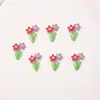 Acessórios de Arte de Unha Flor Gêmea de Cinco Pétalas de Gelatina Cristal de Gelo de Verão Peças Pequenas de Resina Brincos DIY Presilhas de Cabelo Decorações de Unha