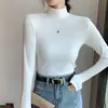 Nova estilo gola alta dupla face de fleece base layer para mulheres, outono e inverno, roupa íntima fashion, cor sólida, top quente de manga longa, versátil