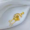 [Oro Real de Cobre] Piedra de Proyección Luna Creciente Borla Comercio Exterior Transfronterizo DIY Joyería Hecha a Mano Cobre Circón Microincrustado Accesorios de Colgante