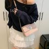 Moda 2025 Nova Bolsa Transversal Elegante Feminina Versátil Jeans Pequena Quadrada Retrô Acolchoada Corrente Mini Bolsa para Celular