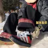Pantalones de Chándal Pesados Transfronterizos para Hombre, Nuevo Estilo de Invierno, Pantalones de Lana con Retazos a Cuadros para Mujer, Marca de Moda, Pantalones Largos Holgados Versátiles