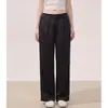 Pantalones casuales negros rectos, elegantes y favorecedores, de corte drapeado para mujer, nuevos y versátiles pantalones de traje de pierna ancha para el verano 2026