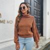 Amazon Ropa de Mujer Transfronteriza Otoño e Invierno 2026 Casual Europeo y Americano Cuello Alto Multicolor Tejido Mixto Manga de Farol Suéter Jersey