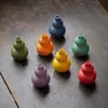 Vaso Cerâmico Colorido em Forma de Cuia com Manchas Douradas Arranjo de Flores Decoração de Casa Ornamento com Bom Significado Auspicioso de Fortuna e Riqueza
