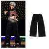 Ropa de Baile Jazz para Niñas Hip-Hop Niña Jazz Danza del Ombligo Ropa de Performance para Pasarela Niños Hip-Hop Pantalones Plateados
