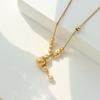 Collar con colgante de buena suerte con diseño de nicho retro de moda para mujer, estilo suéter Fu Lu, cadena de clavícula ligera de lujo de alta gama estilo Año Nuevo.
