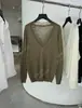 Yuran 26 Estilo Nuevo de Principios de Primavera Tejido de Punto con Cuello de Encaje de Pestañas Patchwork, Tacto Frío, Amigable con la Piel, Mezcla de Seda Lyocell