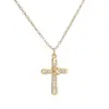 Aogu Moda Transfronteriza Retro Chapado en Cobre Oro de 18 Quilates Zircón Colgante de Cruz Collar para Mujer Nicho Retro Collar Nuevo