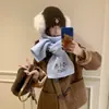 Bufanda de Punto Bordada de Pingüino Lindo de Dibujos Animados para Mujer Invierno Nuevo Estilo Coreano Grosor Adicional Protección para el Cuello Bufanda Cálida para Ropa de Abrigo