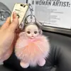 Boneca em Forma de Bola Chaveiro de Carro com Pelo de Raposa Real Pingente Acessório para Mochila de Estudante Chaveiro de Pelúcia