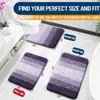 Juego de alfombrillas de baño de cachemir sintético a rayas degradadas, que incluye una alfombrilla de baño, una alfombrilla para el suelo del baño y una alfombrilla de entrada, todas ellas absorbentes, antideslizantes, resistentes a las manchas y fáciles de limpiar