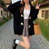Chaqueta de Punto con Cuello en V y Botones de Cuerno para Otoño e Invierno para Mujer 2025 Nuevo Top de Punto Imitación Mink Punto Versátil