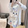 Pijamas Sexy para Mujer 2024 Nuevo Camisa Holgada de Novio Estampado Gato Belleza Caliente Pura Pasión Camisón