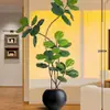 Plantas verdes artificiales de estilo vintage, higuera artificial para la sala de estar, ofreciendo una sensación de lujo ligero y alta gama, plantas verdes artificiales para decoración de interiores