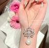 Colar de Pérolas Gema de Íris Fantasia Flor de Pérola Água do Mar de Taiti Conjunto de Anel com Zircônia