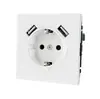 Interruptor de pared con enchufe USB estándar europeo Blanco Enchufe Schuko Interruptor de pared estándar europeo 16A 250V