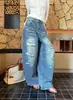 Idealteam Trece Líneas Jeans Retro Desgastados Mujer Otoño Invierno Sueltos Adelgazantes Pierna Ancha Pantalones 91270