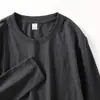 210g Camiseta Blanca Manga Larga para Hombre y Mujer Camisa Base Blanco Puro Hombro con Algodón Primavera y Otoño Top Sencillo Holgado