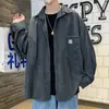 Camisa Retro de Veludo Cotelê Roupa de Outono Camisa Quente de Manga Longa Masculina Primavera e Outono Tamanho Grande Estilo Hong Kong