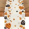 Bandera de Mesa de Halloween Fantasma Calabaza Transfronteriza Ambiente Festivo Decoración de Mesa Aislante Antideslizante Lino Bandera de Mesa Venta al por Mayor